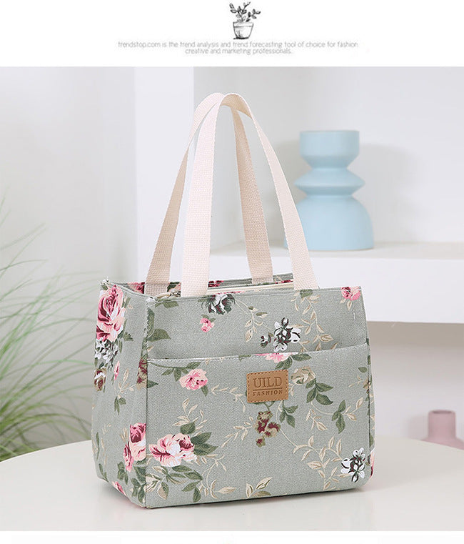 Women's Portable Printed Canvas Bag Thickened And Large-capacity Aluminum Handbag