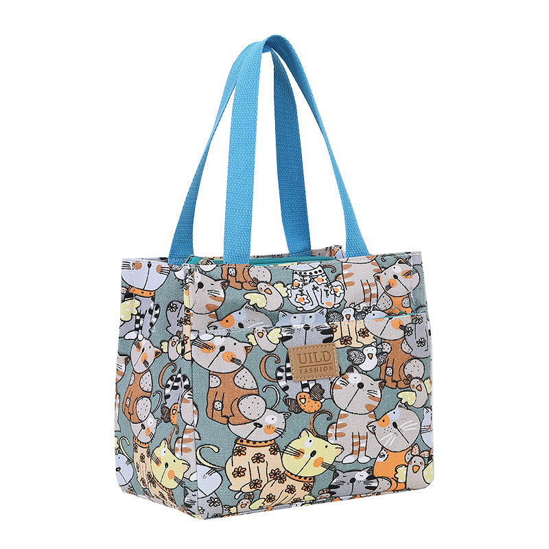 Women's Portable Printed Canvas Bag Thickened And Large-capacity Aluminum Handbag