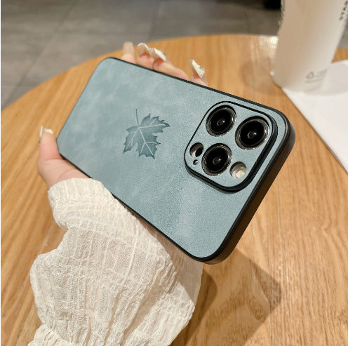 Skin Feeling Lambskin Maple Leaf Phone Case for iPhone 17/17PROMAX/PRO/AIR