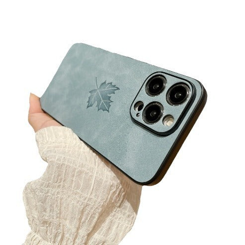 Skin Feeling Lambskin Maple Leaf Phone Case for iPhone 17/17PROMAX/PRO/AIR