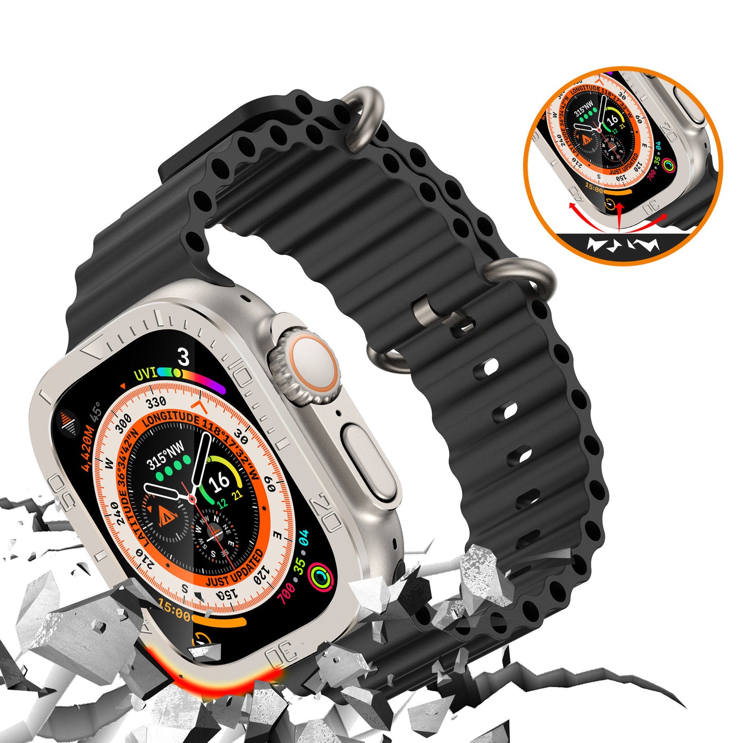 Protective Case for Apple Watch 49mm Digital Metal Frame