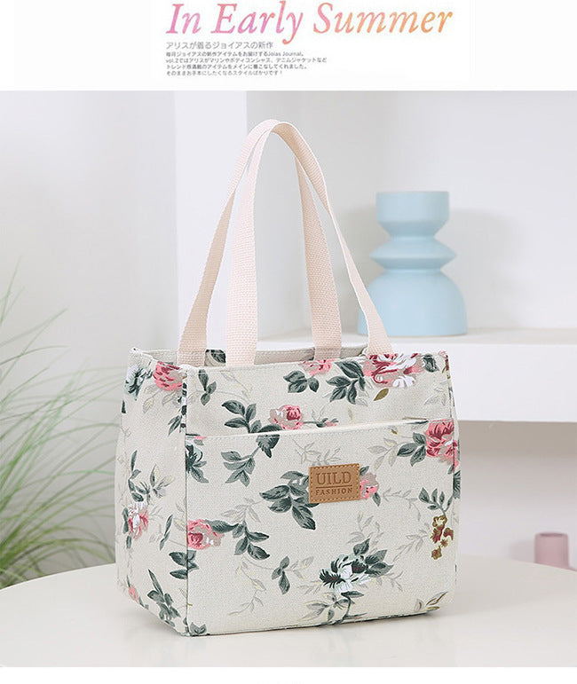 Women's Portable Printed Canvas Bag Thickened And Large-capacity Aluminum Handbag