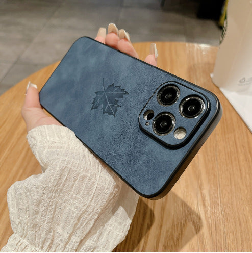 Skin Feeling Lambskin Maple Leaf Phone Case for iPhone 17/17PROMAX/PRO/AIR
