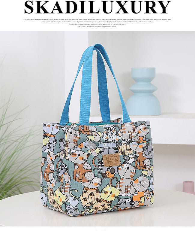 Women's Portable Printed Canvas Bag Thickened And Large-capacity Aluminum Handbag