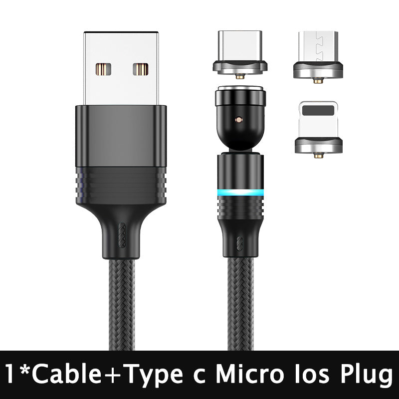 3in1 Charger Type C/Lightning/Android Fast 540 Degree Rotating Magnetic Charging Line