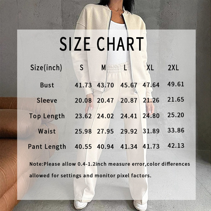 The Essential Autumn Comfort Set: Women's Elevated 2-Piece Full-Zip Jacket and Wide-Leg Tracksuit