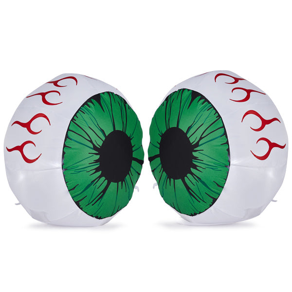 3-Foot Spooky Green-Eyed Inflatable Eyeballs (Pair) with LED Lights for Halloween Decorative Lights