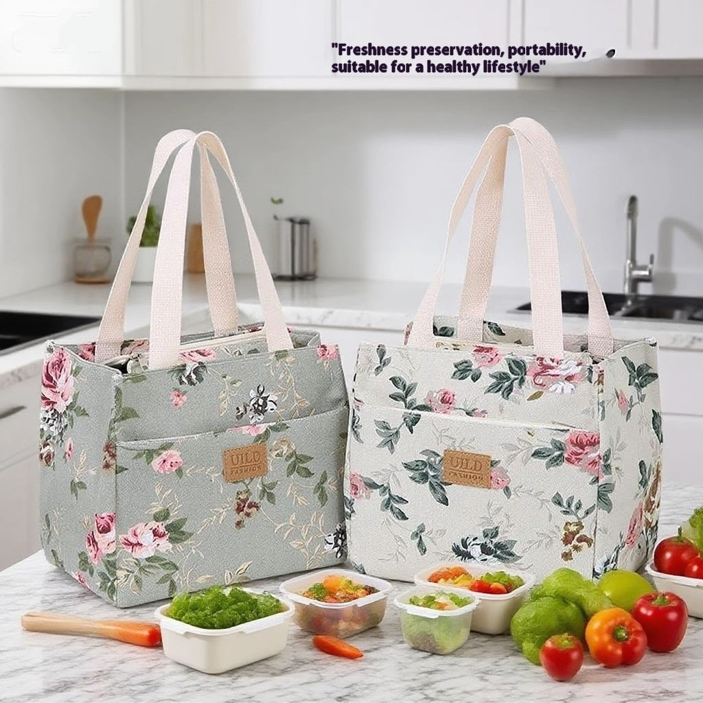 Women's Portable Printed Canvas Bag Thickened And Large-capacity Aluminum Handbag