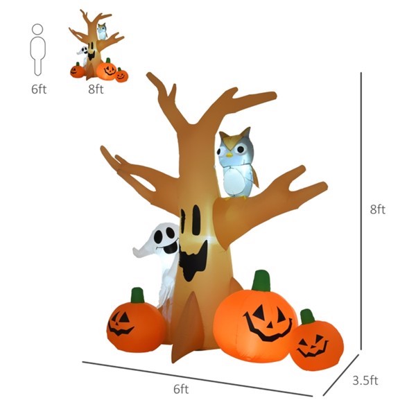 Giant 7.5 ft LED Haunted Tree Inflatable - Spooky Halloween Décor That Self-Inflates