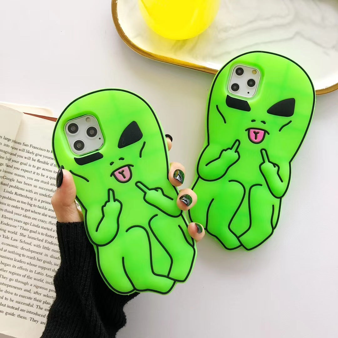 Green Cute Alien Phone Case Protective Silicone