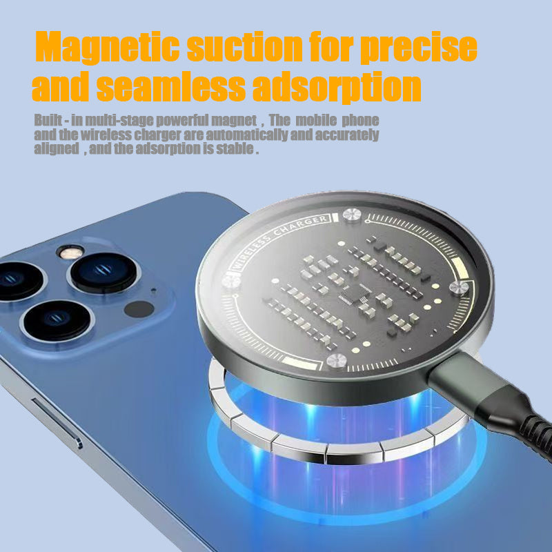 Magnetic Qi Wireless Fast Charger Adapter (15W) – Universal Compatibility for iPhone 12 through 17 Series