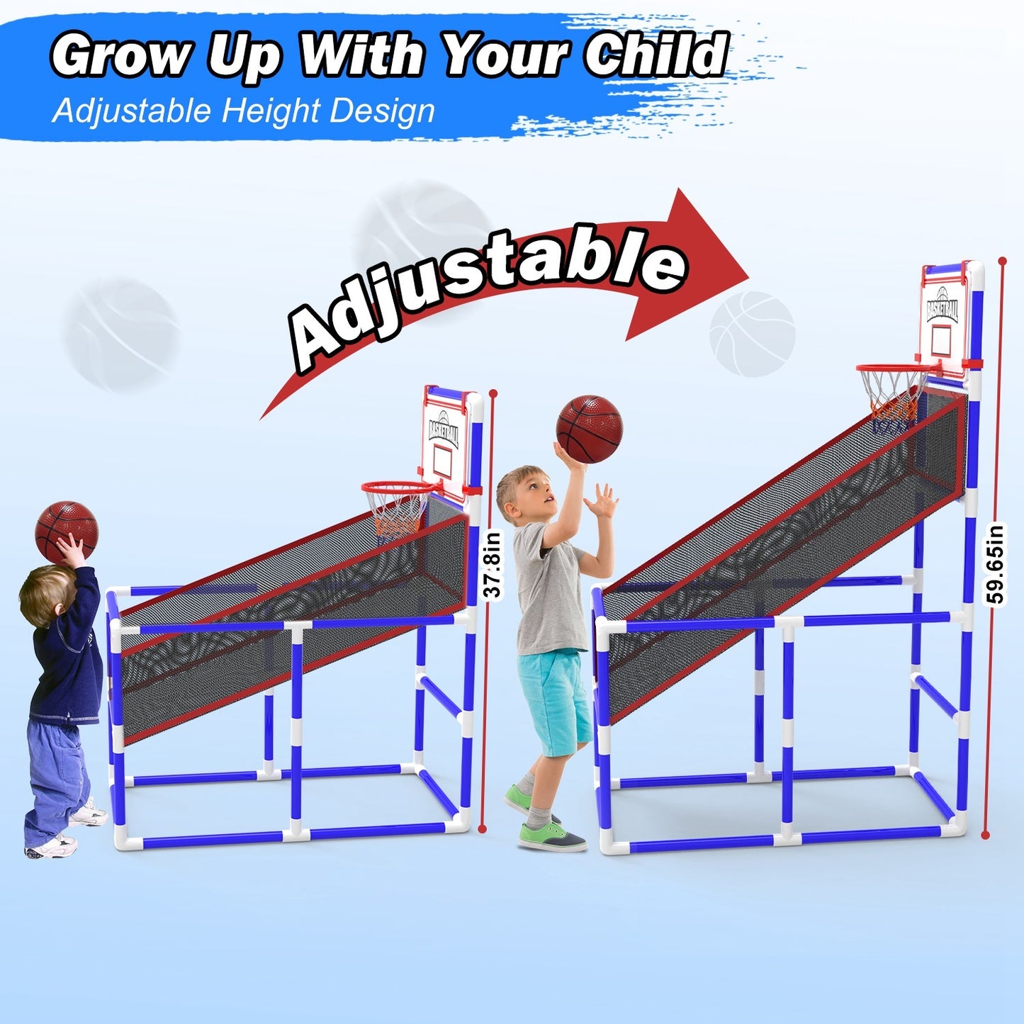 Adjustable Junior Basketball Arcade Style Game Set
