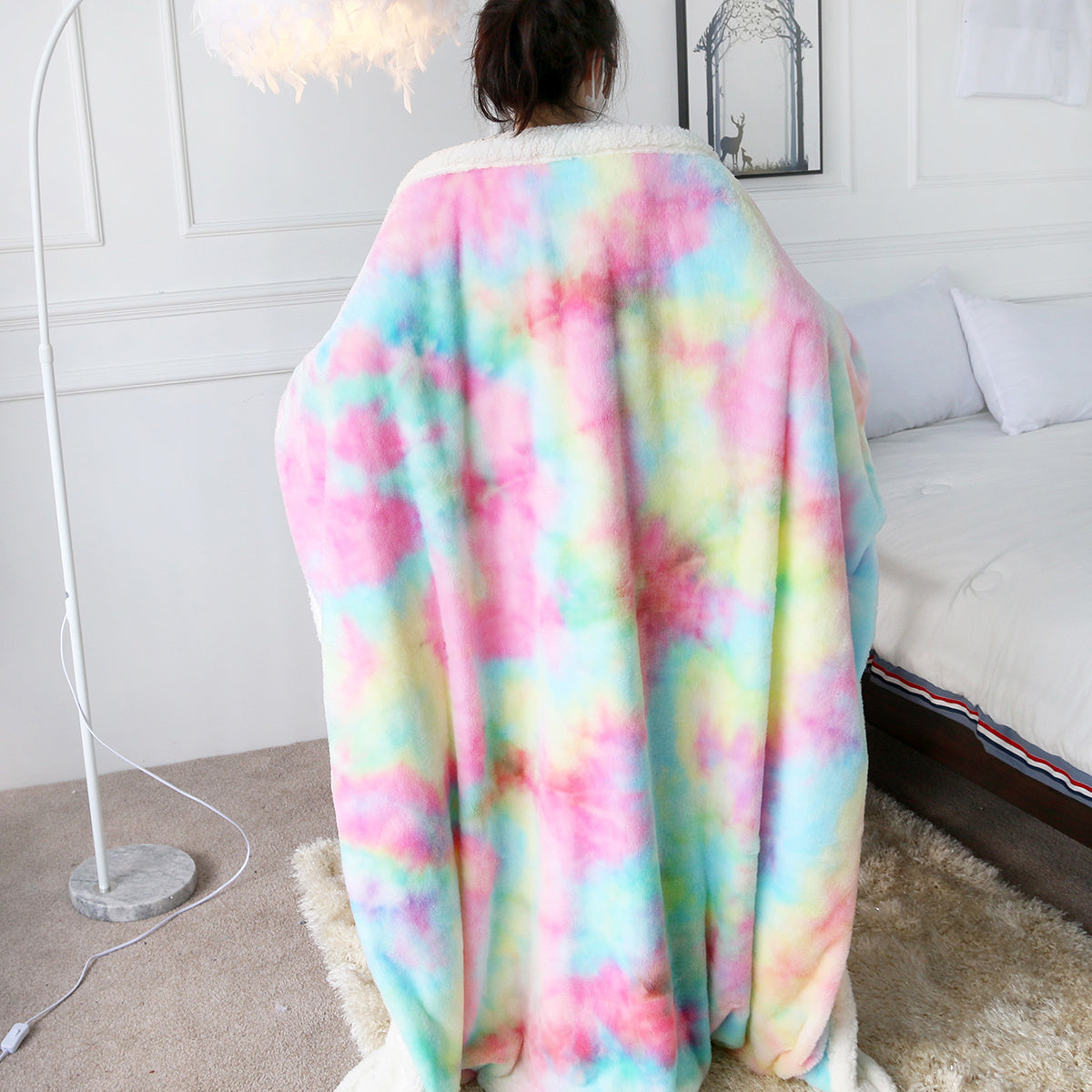 Luxury Rainbow Faux Fur Sherpa Throw Blanket - Ultra-Soft & Shaggy