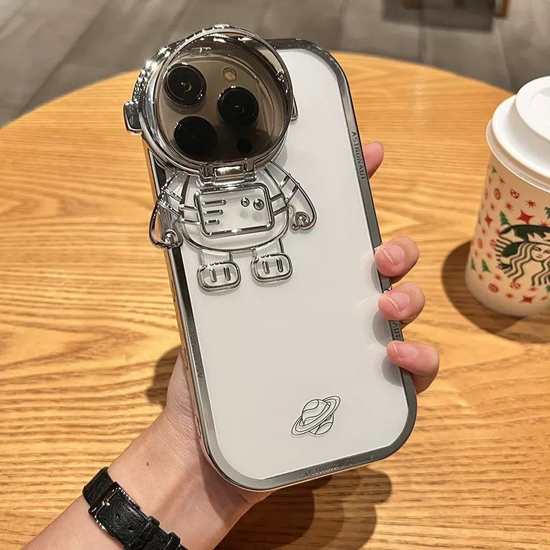 Premium Glitter Astronaut Camera Stand Phone Case