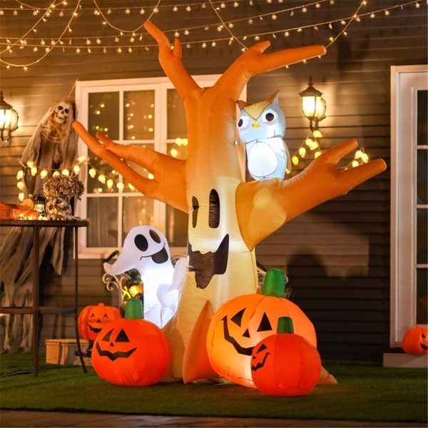 Giant 7.5 ft LED Haunted Tree Inflatable - Spooky Halloween Décor That Self-Inflates