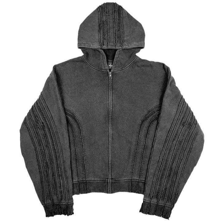 Premium Street Heavy Cotton Loose Hand Frayed Cross Design Sweater