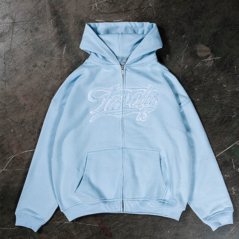 American Retro Hooded Zip-up Premium Hoodie