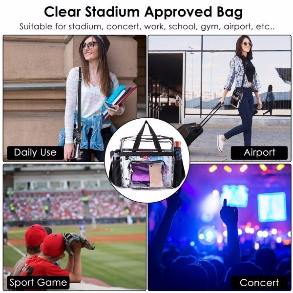 Clear Tote Bag - 4 - Pocket 0.4 Mm PVC Crossbody,Handbag, Adjustable Strap, Holds 11 Lbs, Waterproof & Cold - Crack Resistant, Perfect For Concerts, Sports, School, Work - The Vibe Haven