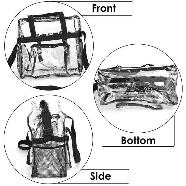 Clear Tote Bag - 4 - Pocket 0.4 Mm PVC Crossbody,Handbag, Adjustable Strap, Holds 11 Lbs, Waterproof & Cold - Crack Resistant, Perfect For Concerts, Sports, School, Work - The Vibe Haven