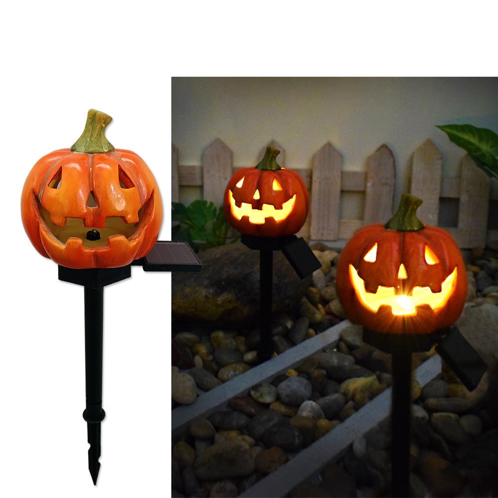 Creative Solar Outdoor Garden Halloween Pumpkin Lantern Resin Handicrafts Garden Festival Atmosphere Decorative Insert Light - The Vibe Haven