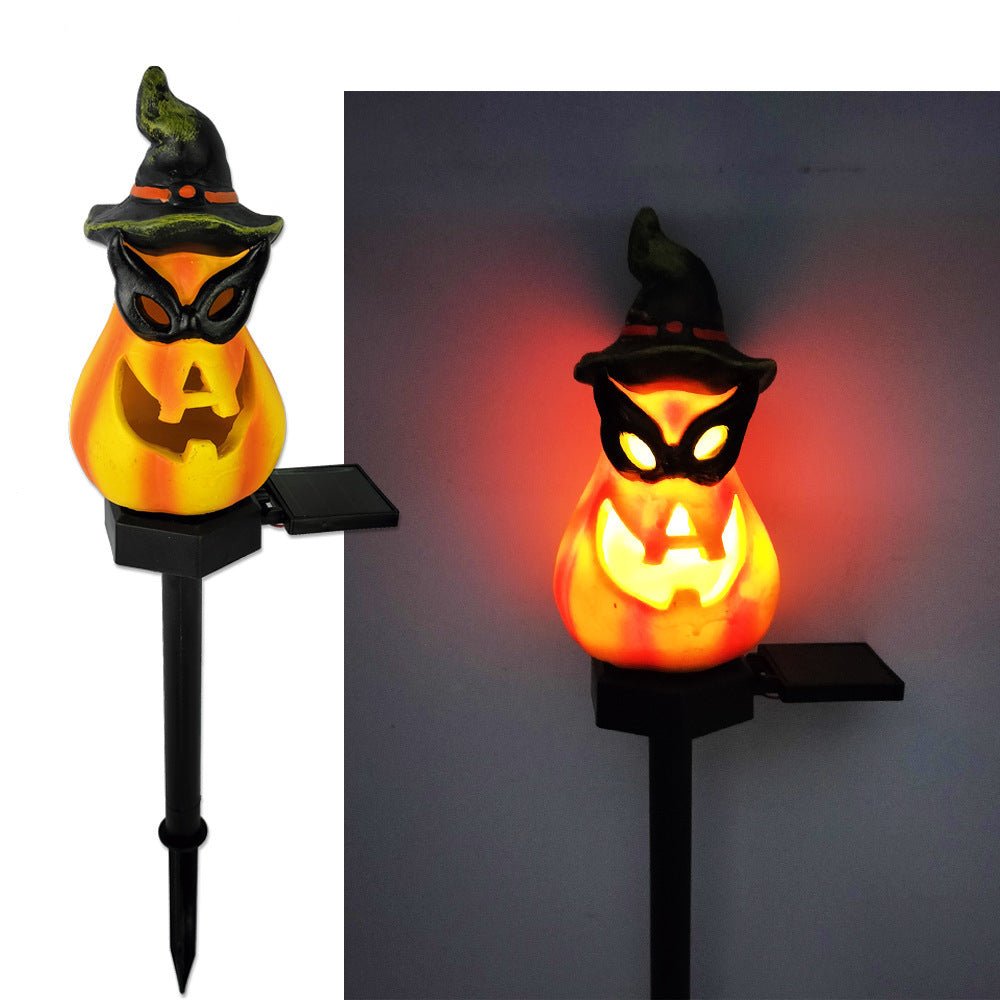Creative Solar Outdoor Garden Halloween Pumpkin Lantern Resin Handicrafts Garden Festival Atmosphere Decorative Insert Light - The Vibe Haven