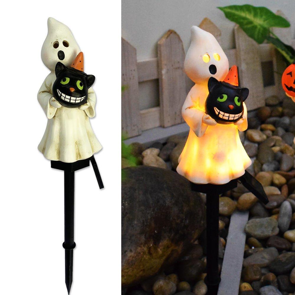 Creative Solar Outdoor Garden Halloween Pumpkin Lantern Resin Handicrafts Garden Festival Atmosphere Decorative Insert Light - The Vibe Haven