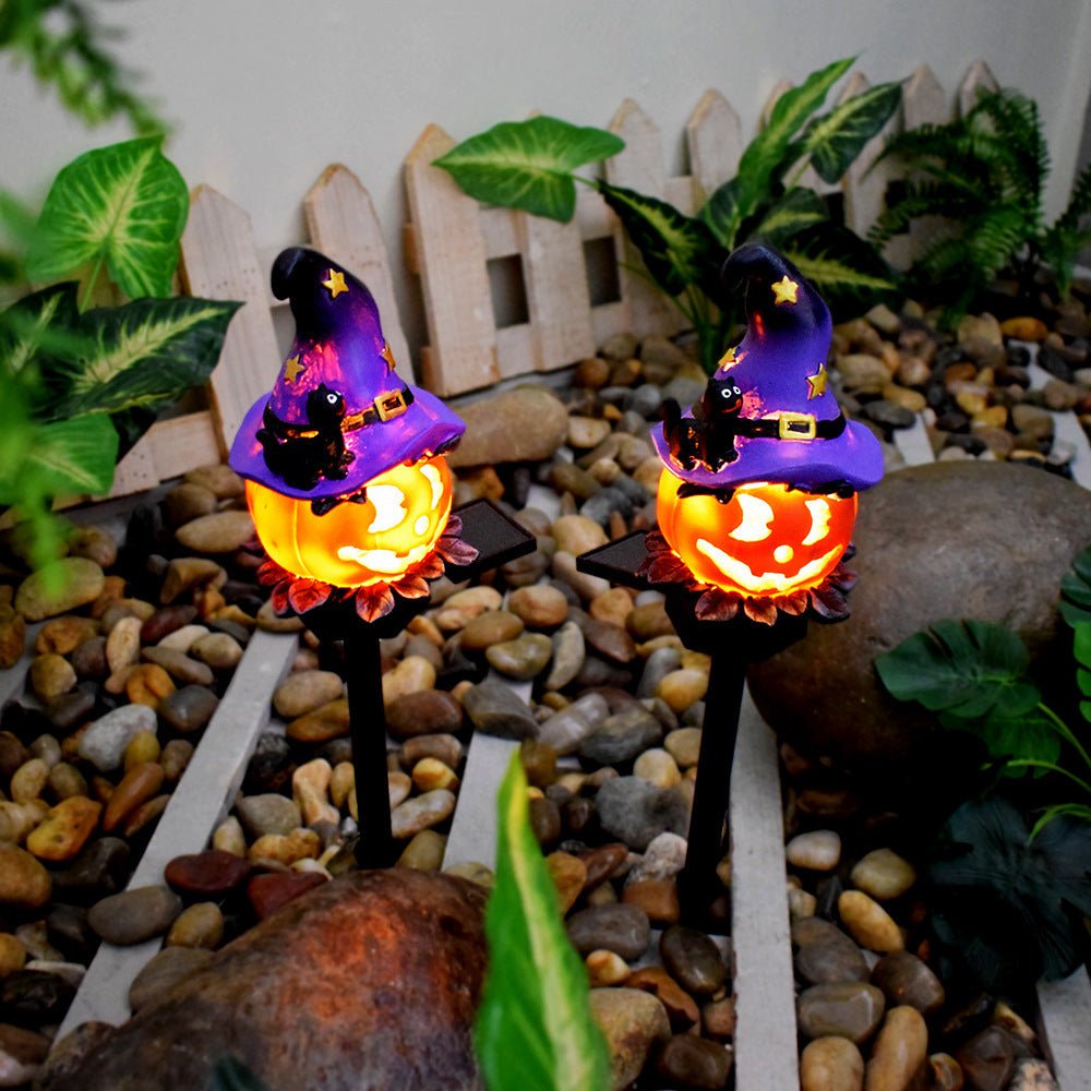 Creative Solar Outdoor Garden Halloween Pumpkin Lantern Resin Handicrafts Garden Festival Atmosphere Decorative Insert Light - The Vibe Haven