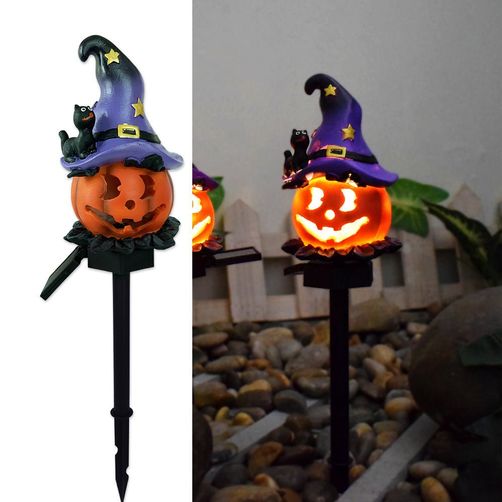 Creative Solar Outdoor Garden Halloween Pumpkin Lantern Resin Handicrafts Garden Festival Atmosphere Decorative Insert Light - The Vibe Haven