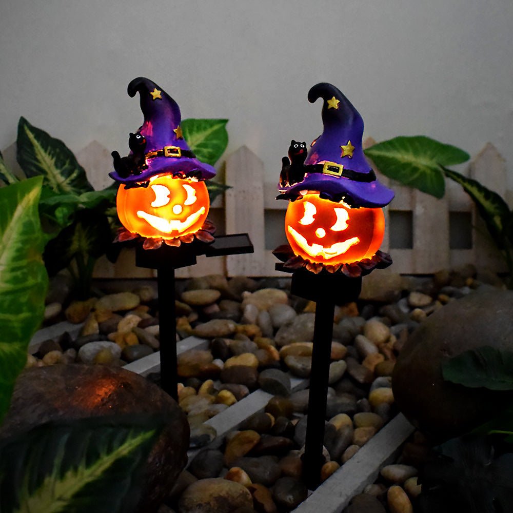 Creative Solar Outdoor Garden Halloween Pumpkin Lantern Resin Handicrafts Garden Festival Atmosphere Decorative Insert Light - The Vibe Haven