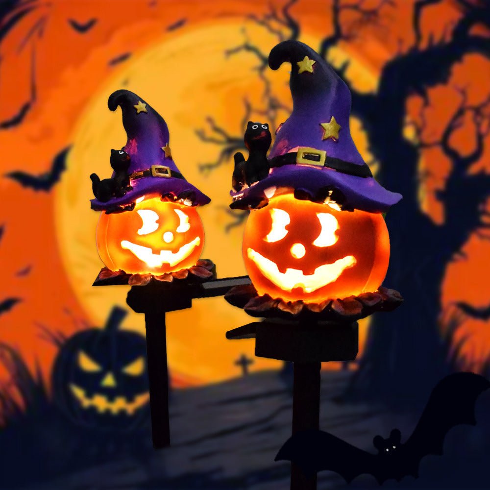 Creative Solar Outdoor Garden Halloween Pumpkin Lantern Resin Handicrafts Garden Festival Atmosphere Decorative Insert Light - The Vibe Haven