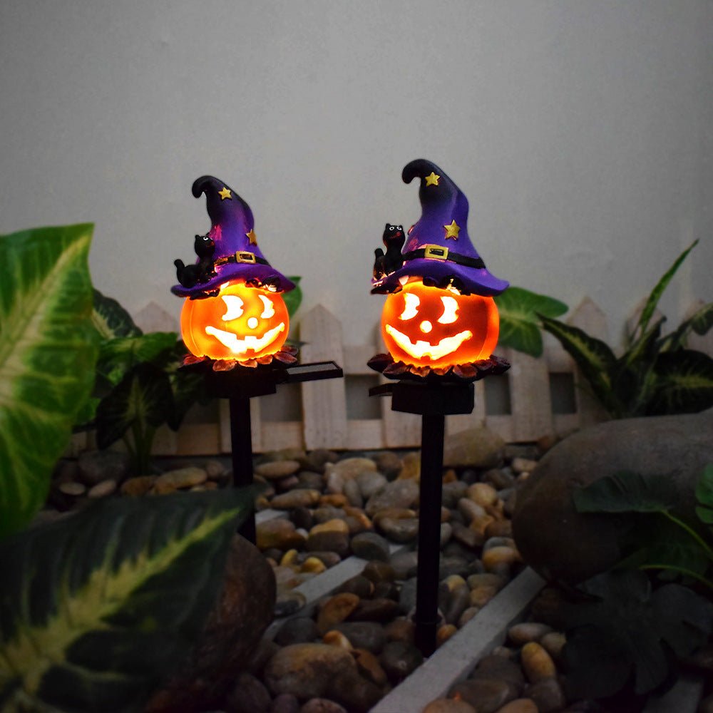 Creative Solar Outdoor Garden Halloween Pumpkin Lantern Resin Handicrafts Garden Festival Atmosphere Decorative Insert Light - The Vibe Haven