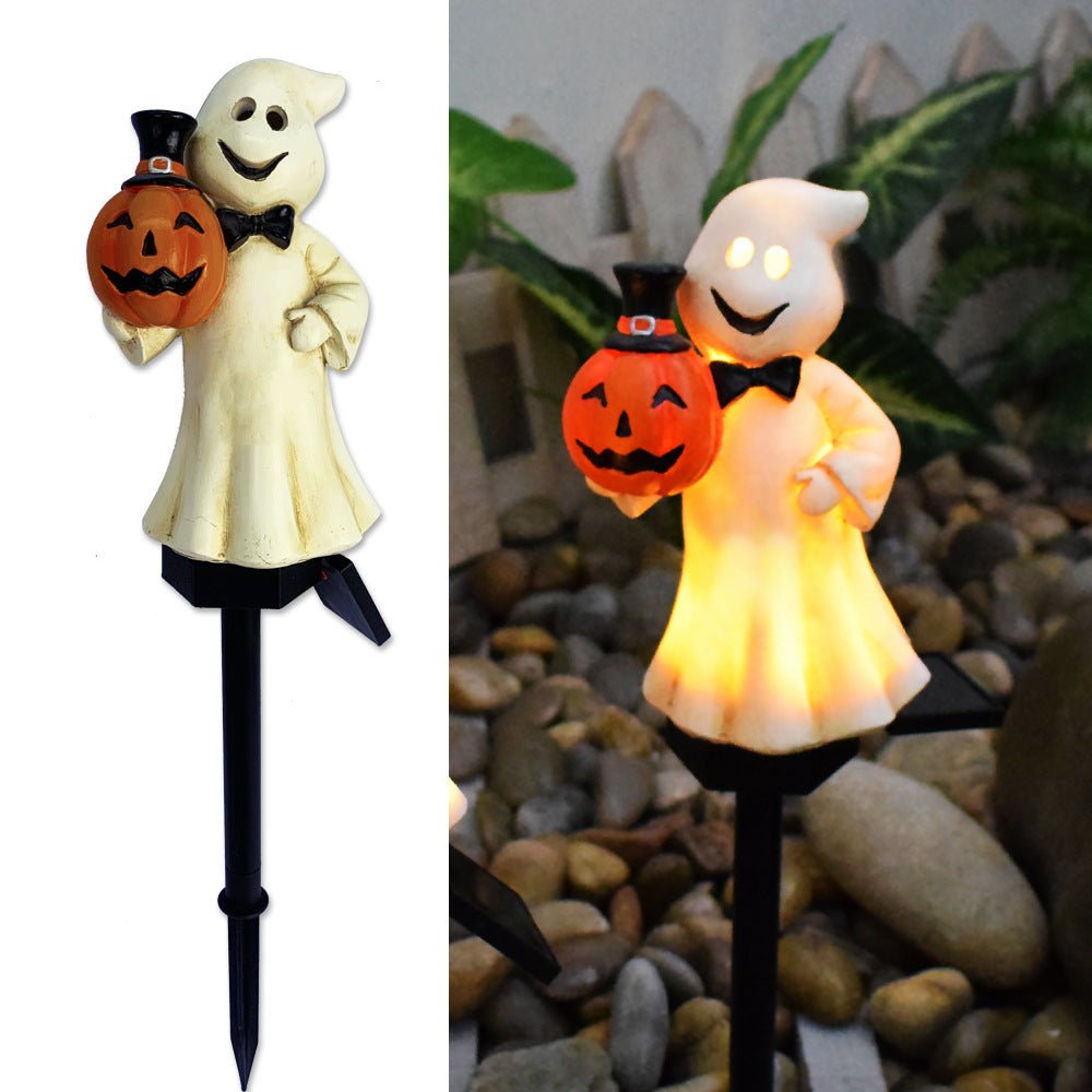 Creative Solar Outdoor Garden Halloween Pumpkin Lantern Resin Handicrafts Garden Festival Atmosphere Decorative Insert Light - The Vibe Haven