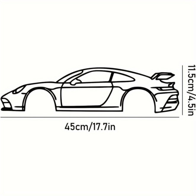 Stylish Edge Metal Line Racing Car Wall Adornment
