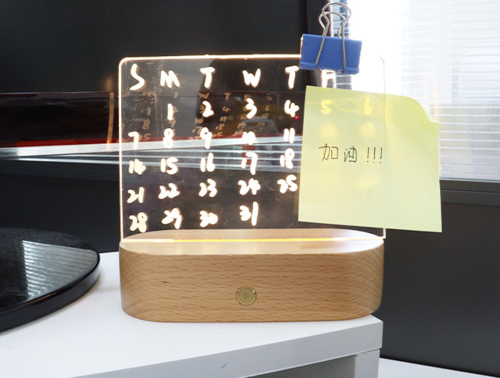 Wood Table Lamp Night Light with Message Board Bedroom Decor