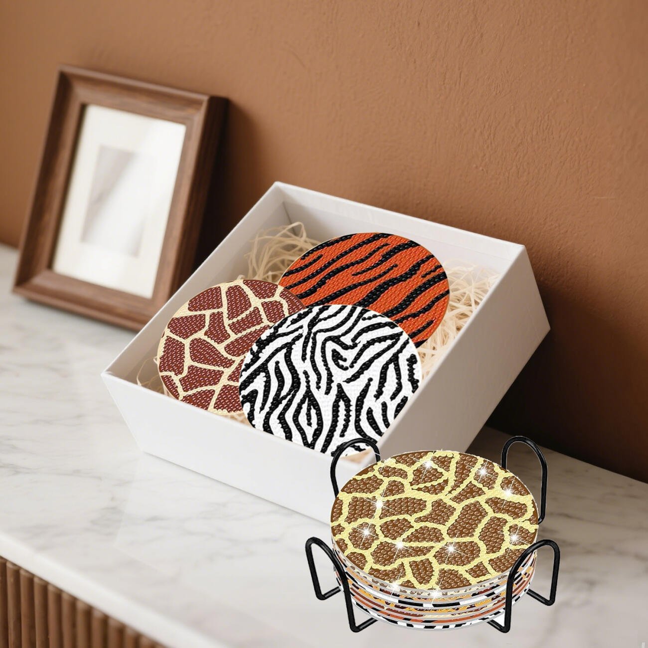 Deluxe 8 - Pack Diamond Painting Coaster Kit: Wildlife Series - The Vibe Haven