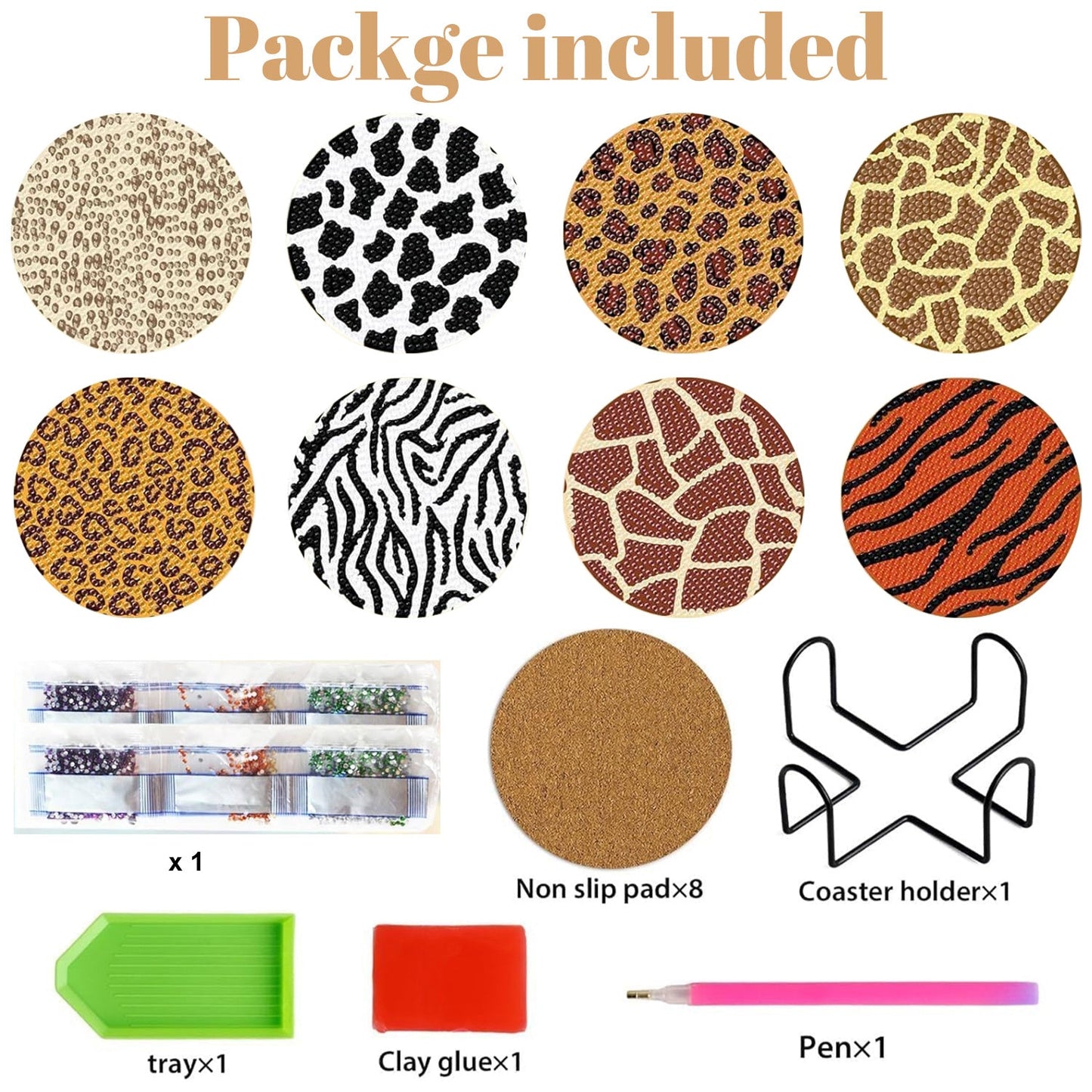 Deluxe 8 - Pack Diamond Painting Coaster Kit: Wildlife Series - The Vibe Haven