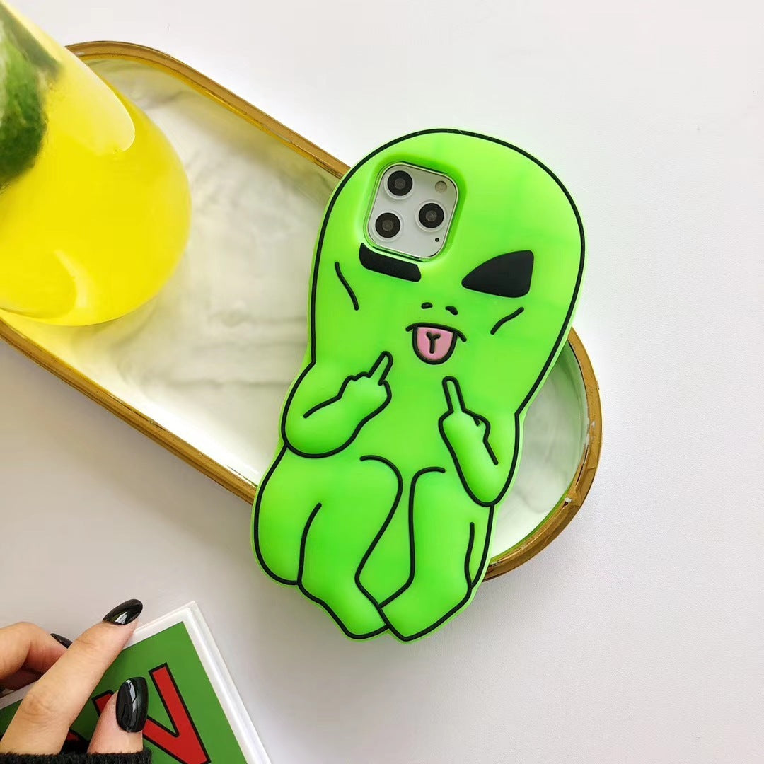Green Cute Alien Phone Case Protective Silicone