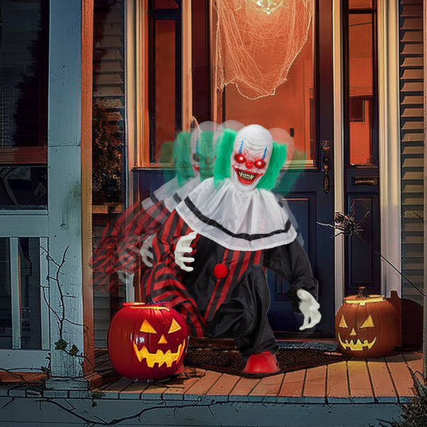 2.6 FT Animated LED Halloween Ghoul: Motion-Activated STANDING, Talking & Light-Up Yard Decoration