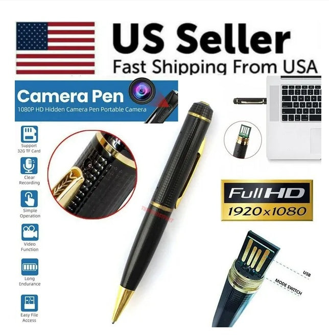 Discreet Security: Professional Full HD 1080p Pen Camera with Hidden DVR
