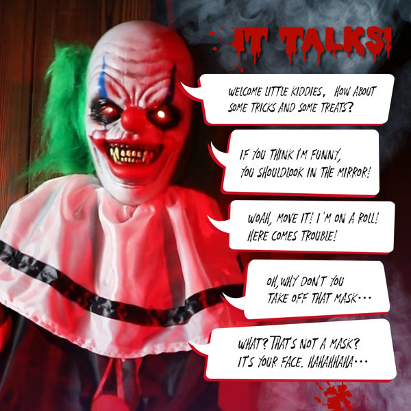 2.6 FT Animated LED Halloween Ghoul: Motion-Activated STANDING, Talking & Light-Up Yard Decoration