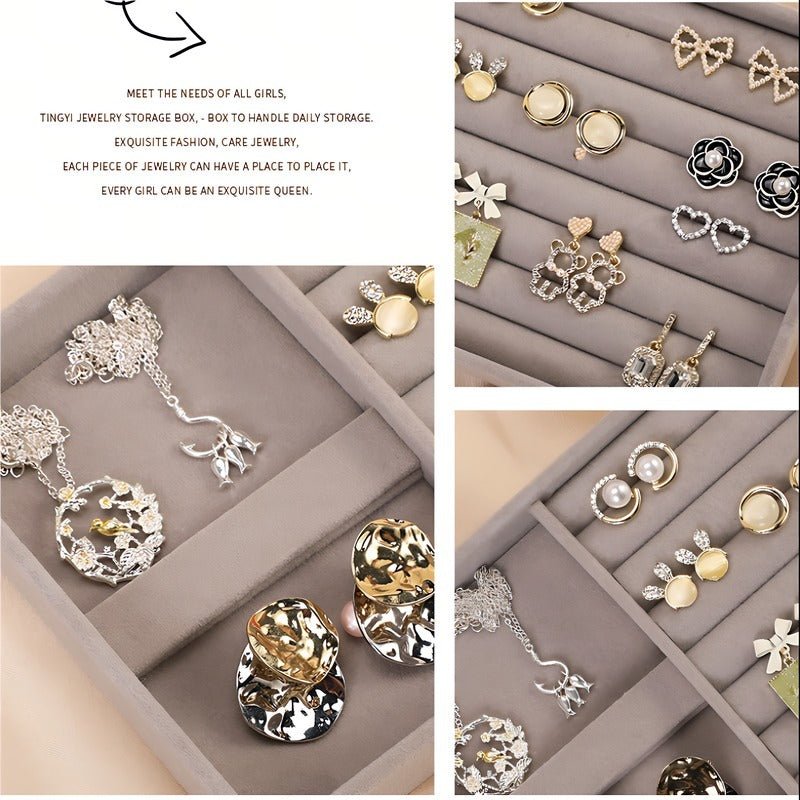 Luxe Stackable Velvet Jewelry Tray - Smoke Gray - The Vibe Haven