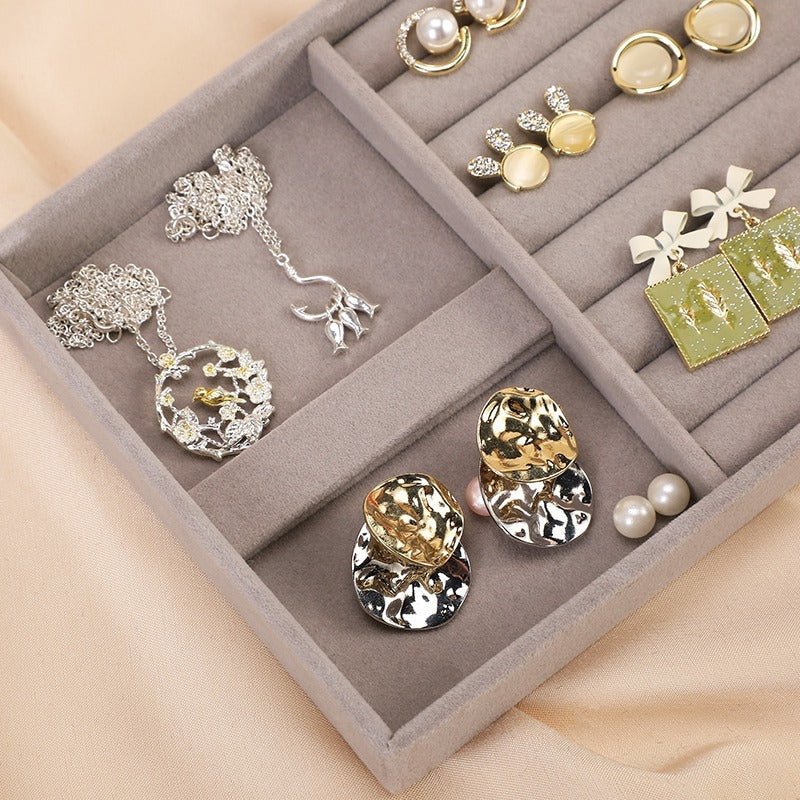 Luxe Stackable Velvet Jewelry Tray - Smoke Gray - The Vibe Haven