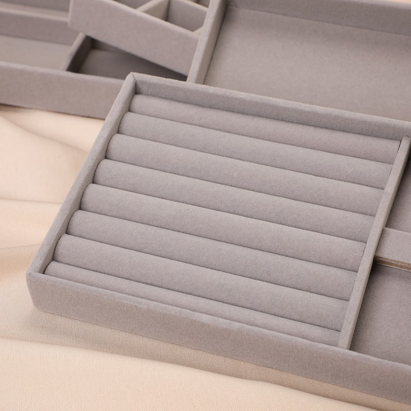 Luxe Stackable Velvet Jewelry Tray - Smoke Gray - The Vibe Haven