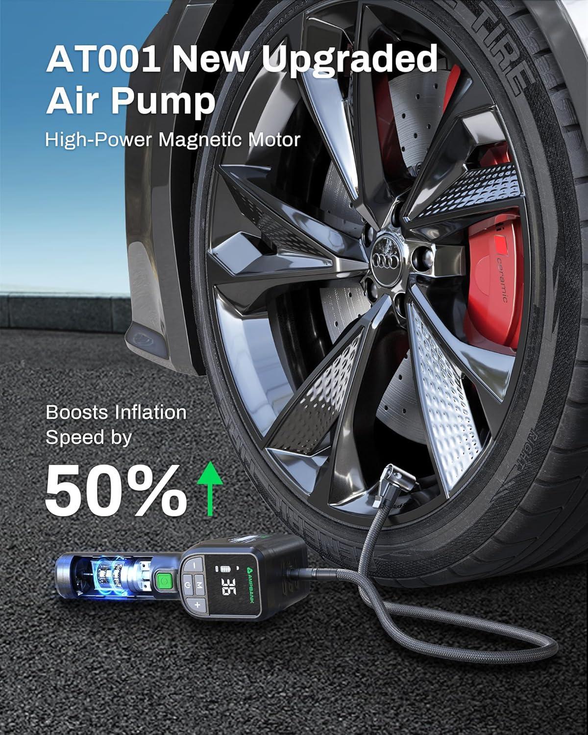 MPBANK AT001 Digital Portable Tire Inflator – 150 PSI Car Air Compressor with Auto Shut - Off and LED Light for Cars, SUVs, Motorcycles, and Bicycles - The Vibe Haven