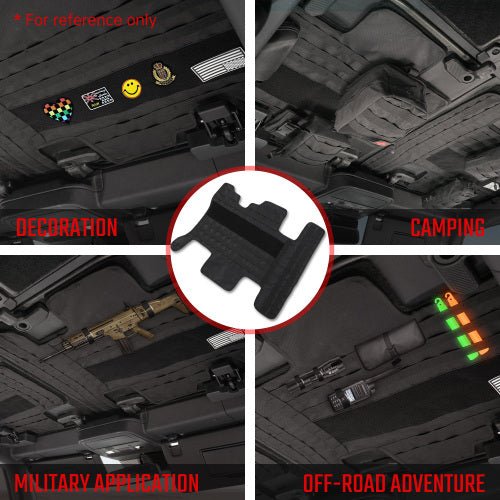 Overhead MOLLE Panel Storage System for Ford Bronco (2021 - 2024, 2/4 - Door) | Roof Liner Organizer with 5 Detachable Tactical Pouches - The Vibe Haven