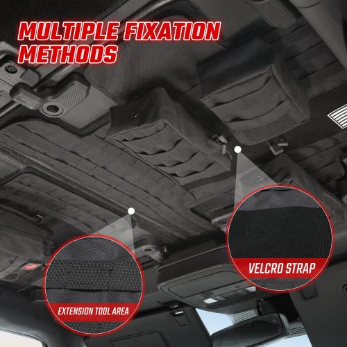 Overhead MOLLE Panel Storage System for Ford Bronco (2021 - 2024, 2/4 - Door) | Roof Liner Organizer with 5 Detachable Tactical Pouches - The Vibe Haven
