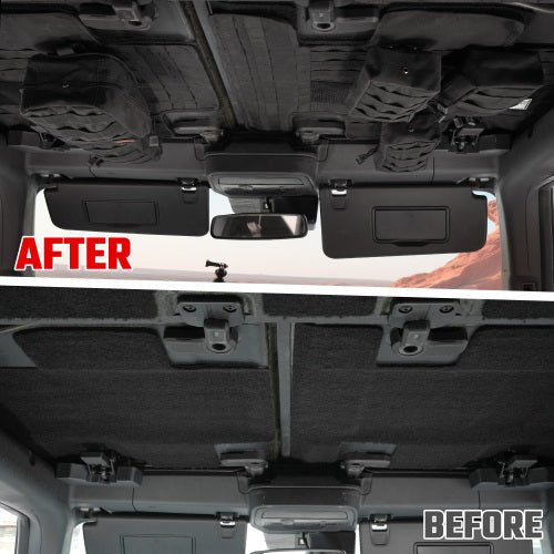 Overhead MOLLE Panel Storage System for Ford Bronco (2021 - 2024, 2/4 - Door) | Roof Liner Organizer with 5 Detachable Tactical Pouches - The Vibe Haven