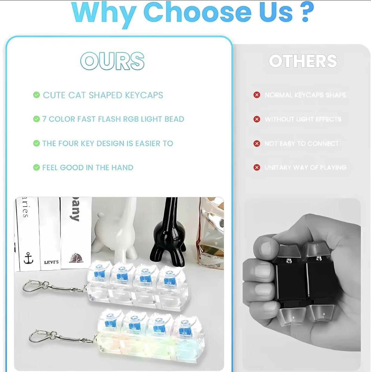 Transparent Fidget Key Clicker Keychain Portable Stress Relieving Toy - The Vibe Haven
