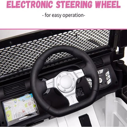 48.4 Large Ride On Car For Kids, Battery Powered Electric Car With 2 Seats, Remote Control, 14 Large Suspension Wheels, LED Lights, Music, Bluetooth For Boys & Girls,white