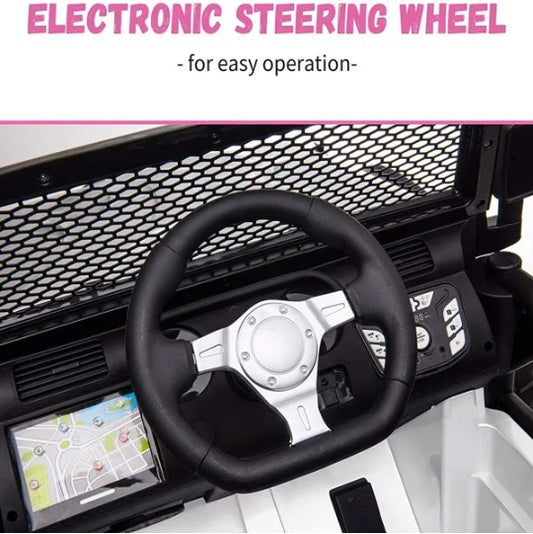 48.4 Large Ride On Car For Kids, Battery Powered Electric Car With 2 Seats, Remote Control, 14 Large Suspension Wheels, LED Lights, Music, Bluetooth For Boys & Girls,white